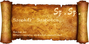 Szopkó Szabolcs névjegykártya